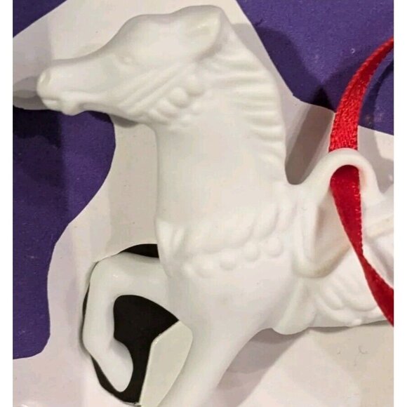 Christmas Ornament Hutschenreuther Horse Rocking Flugel White Biscuit Porcelain - Picture 11 of 14